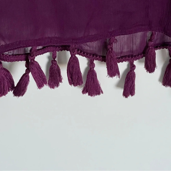 Blue Rod Beattie chiffon tassel trim caftan coverup Top 29155 - Picture 5 of 11